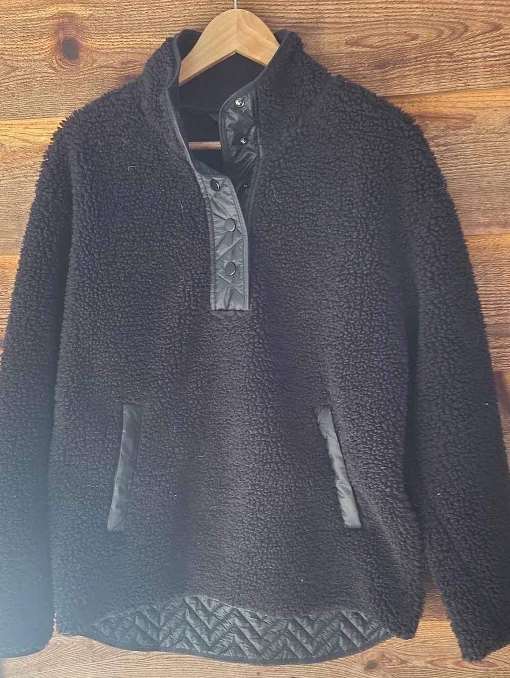 Athleta Sherpa Snap Pullover M NWOT quilted Trim Fleece Jacket